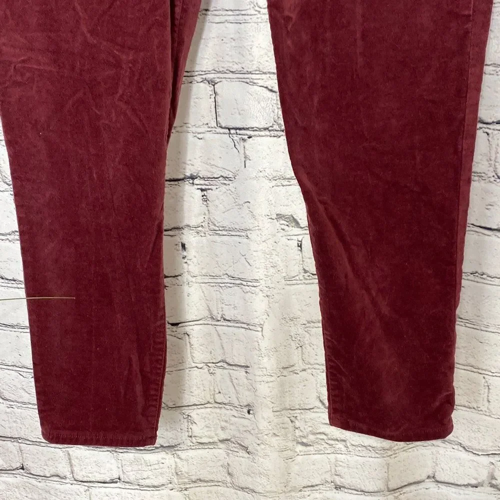 J.Crew Holiday Velvet Mid-Rise Skinny Stretch Jeans‎ Pants Wine 32
